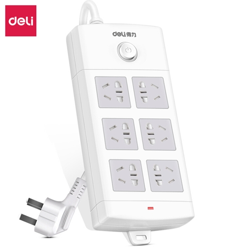 得力（Deli）18206 插座 5m 6组合插孔 插座排插插线板 白色